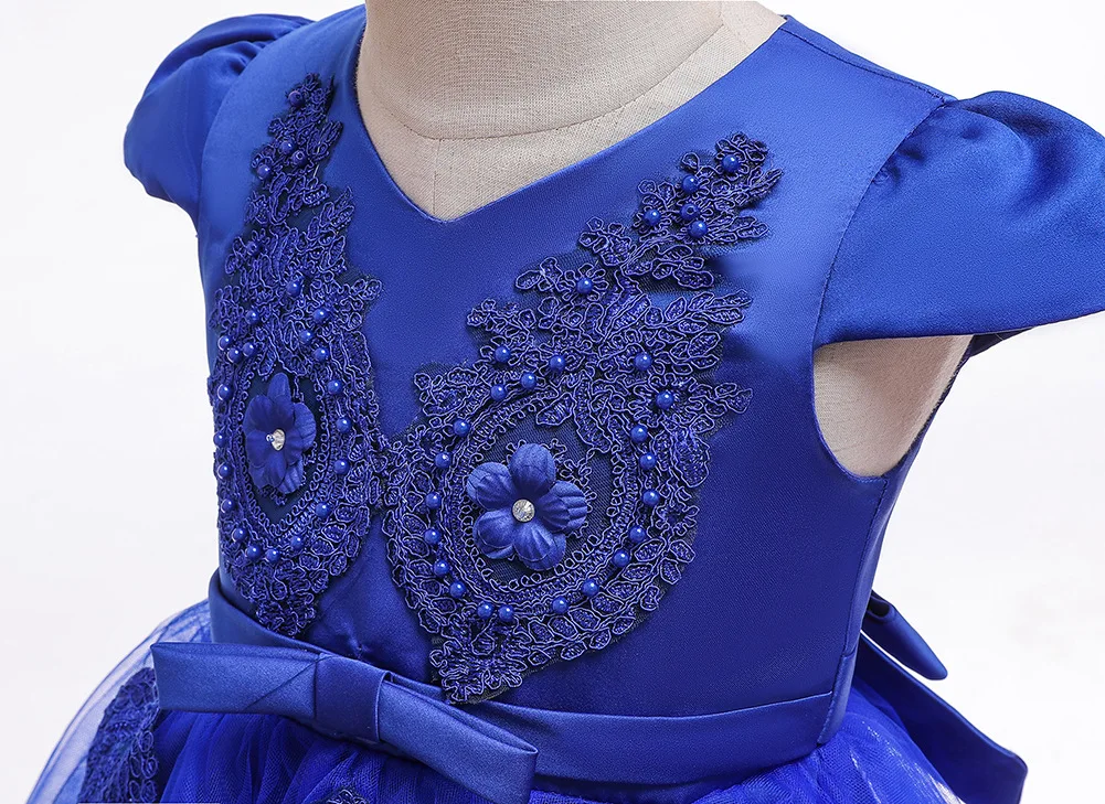 Europe And America CHILDREN'S Dress Baby a Year of Age Princess Dress Girls Flower Stickers Gauze Tutu Little Flower Girl Party