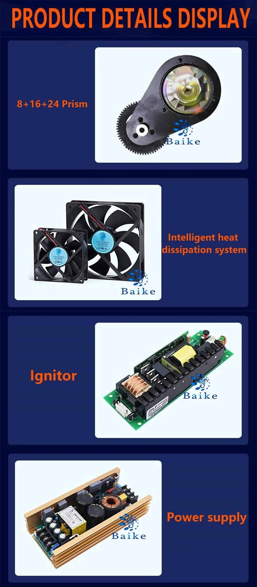 Description Picture 5 of item1-10PCS Lyre Beam 10R 260W Moving Head Beam Light Sharpy Beam 260W Move Head Gobo Stage Wash Beam Super Bright Dj Light flycase