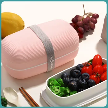 

INS Eco-Friendly Nordic Style Lunchbox Microwave Heated Bento Box Macaron Portable Plastic Lunchbox Microwavable Leakproof