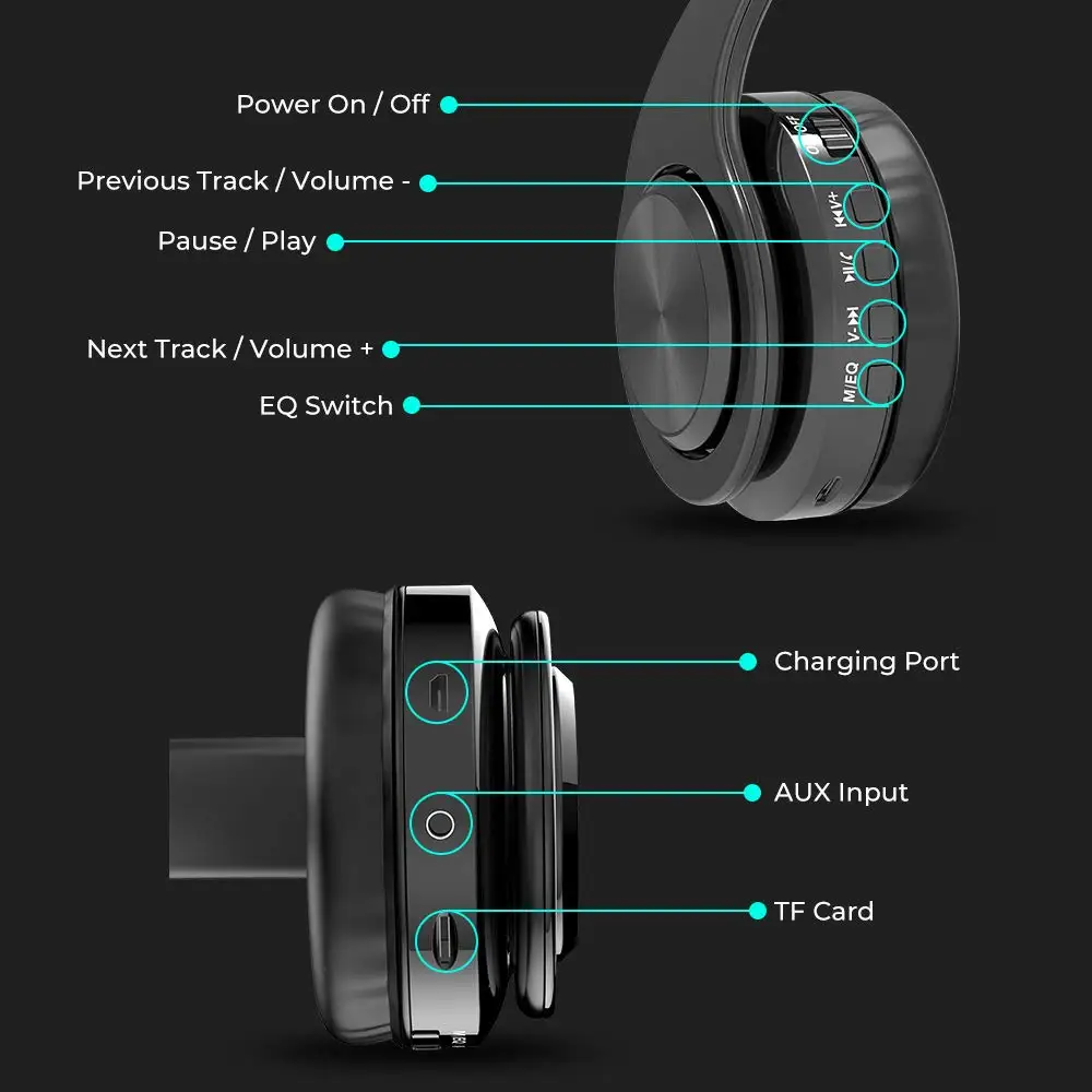 Bluetooth наушники Bluetooth HD стерео упражнения гарнитура Bluetooth Встроенный микрофон Шум шумоподавления наушники 9-часовой Батарея наушники