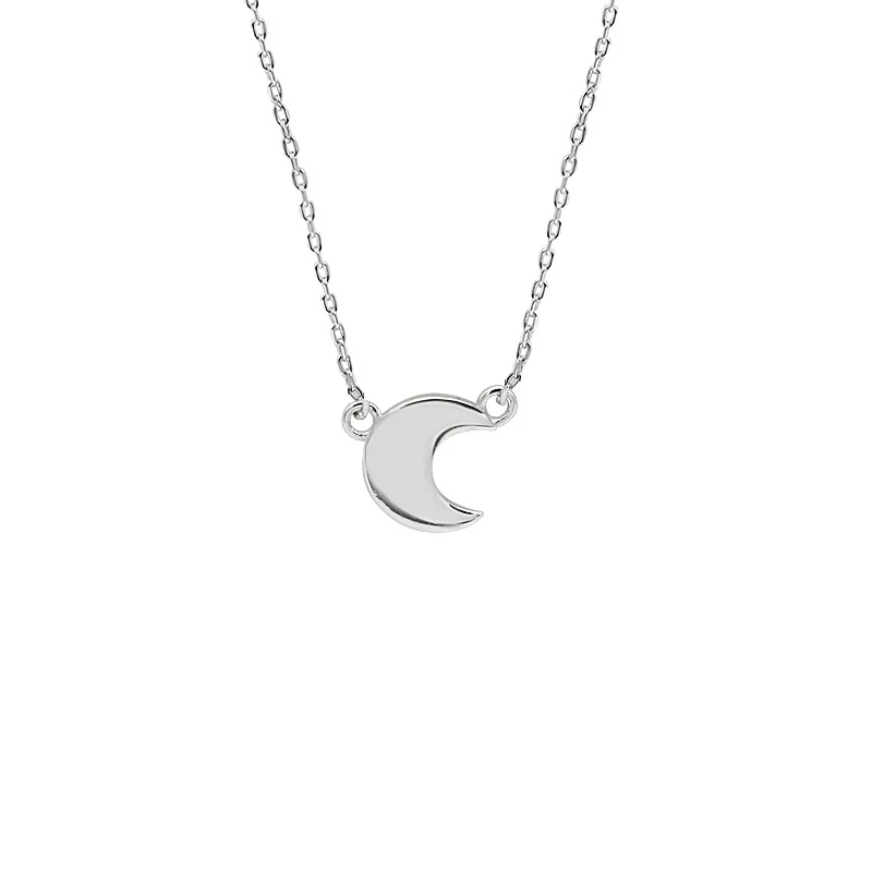 925 Sterling Silver Necklace For Women Moon Charm 40+5cm Link Chain Fine Jewelry Hypoallergenic | Украшения и аксессуары