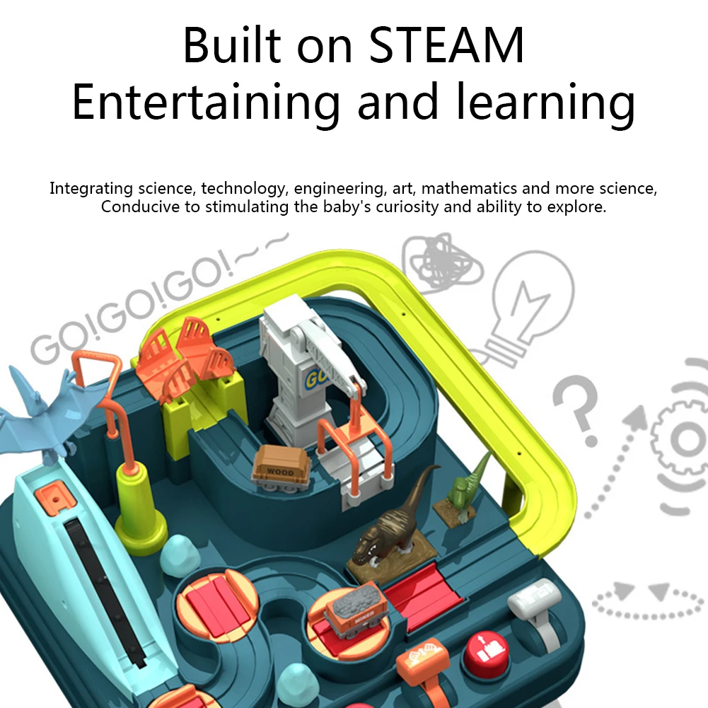 

Boys Girls ABS Christmas Gift Mini Elevator Car Adventure Toy Inertia Pull Back Kids Dinosaur Track Simulation Educational Race