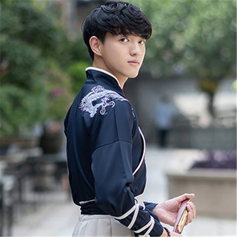 Tang Dynasty Ancient Chinese Costume Hanfu Dress Traditional Chinese Clothing for Men Han Dynasty Long Robes Dance Stage Yangko - Цвет: Color 3  Top