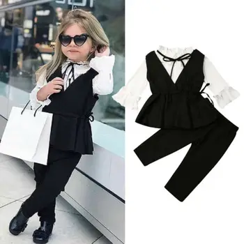 

3PCS Baby Kid Girl Suit Clothes Set Tops Vest Dress Pants Autumn Outfit Set