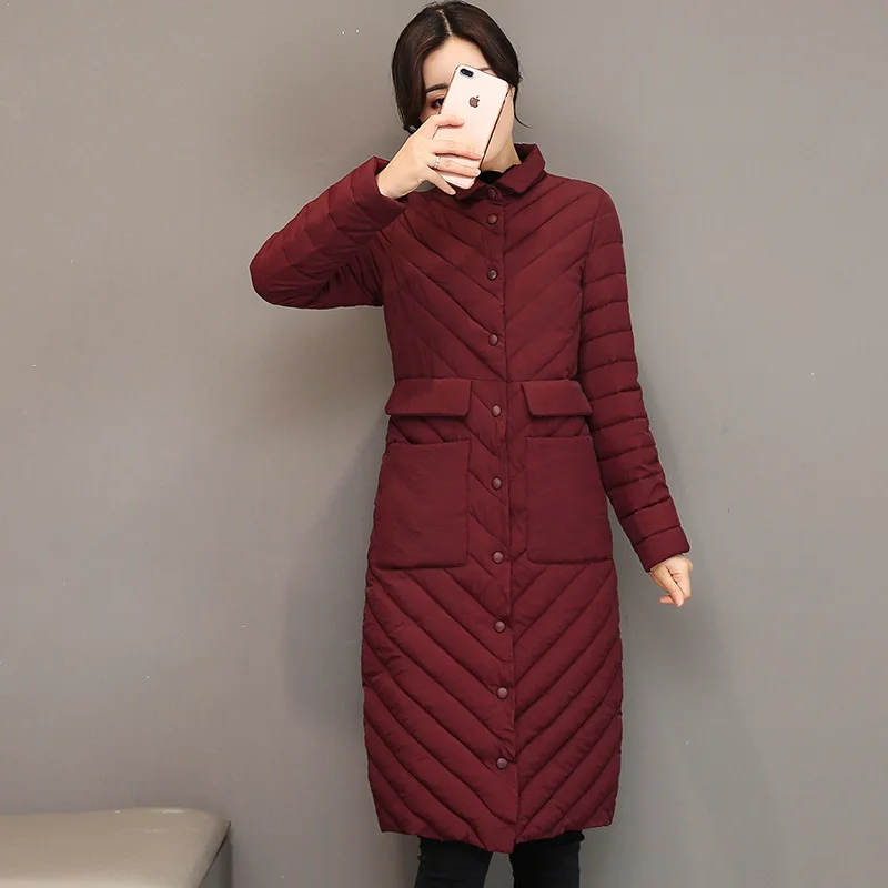 Женская зимняя мода 2020 Длинные парки пальто ультратонкая пуховая куртка женская