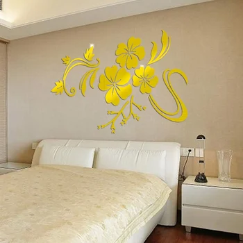 

Happy flower vine mirror acrylic 3D stereo background decorative wall stickers