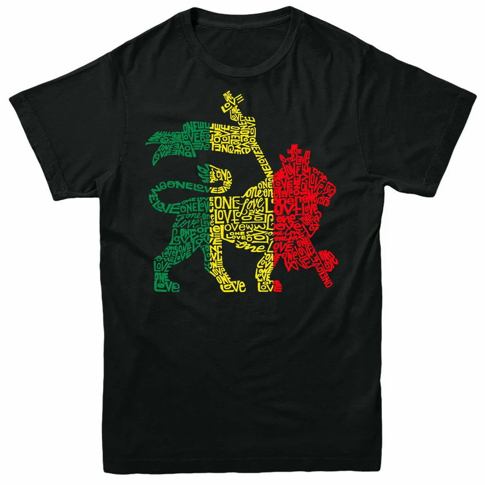 One Love Lion Tops Tee T Shirt Rasta Weed Reggae Bob Marley fashion Plus Size T-Shirt | Мужская одежда