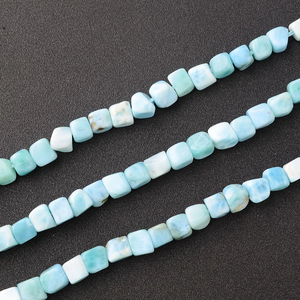 2  strands AA+ Natural 5-6mm larimar square strand loose stone beads 15.5 Inch