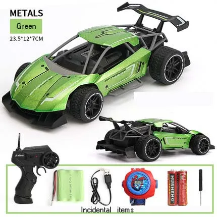 4WD RC Drift Racing высокая скорость зарядки сплава Модель 4 цвета дистанционный гоночный автомобиль игрушка 15 км/ч - Цвет: Зеленый