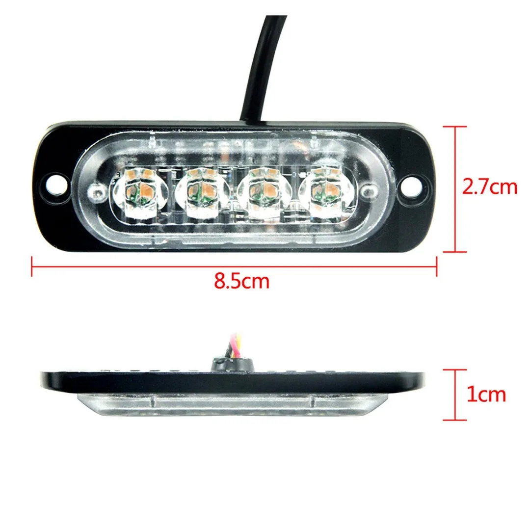 4 шт 12 V-24 V 4LED Строб Предупреждение светильник СТРОБ Гриль мигает пробоя аварийный светильник автомобиль грузовик проблесковый маячок Янтарное светильник