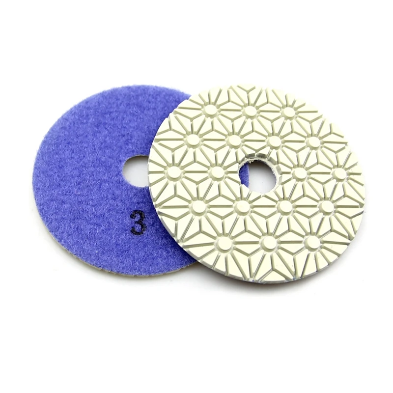 3 Pieces 100Mm Diamond Flexible Wet& Dry Polishing Pads 3 Step Floor Polish For Stone Marble Tile