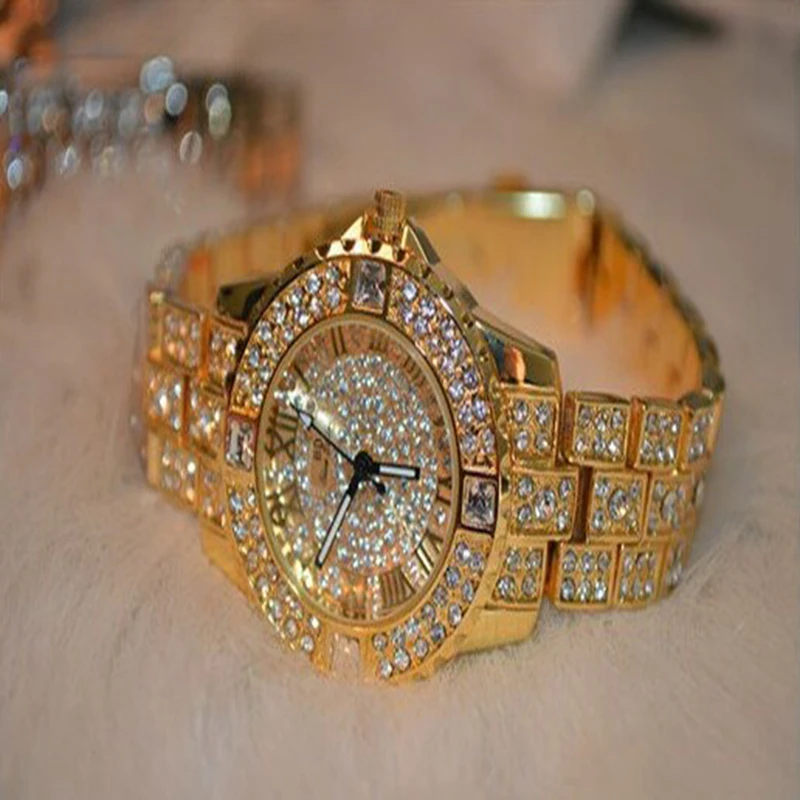 Popuplar, женские часы со стразами, розовое золото, платье, часы, Полный алмаз, кристалл, женские роскошные часы, женские кварцевые часы, 3 цвета