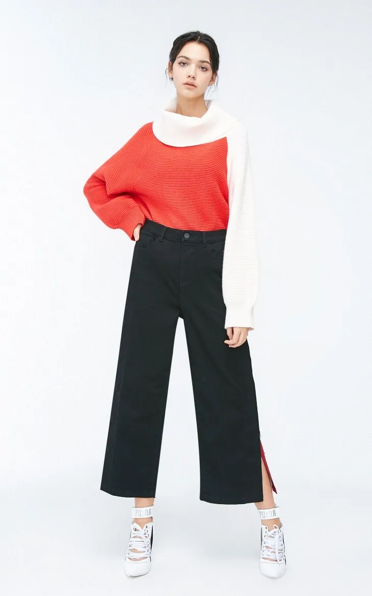 Vero Moda Новое поступление Женские полосатые широкие джинсы с боковыми кнопками | 318349528