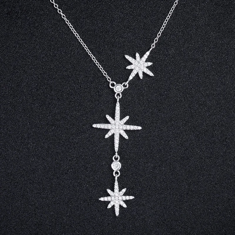 

Zhoudongyu Celebrity Style Zircon Star Shaped Star Necklace Light Luxury Double Meteor Hexagram Choker Pendant Women's