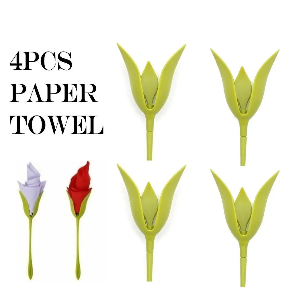 4pcs with napkin Домашний держатель для салфеток, рулон салфеток, как рисунок часов, ремень, цветочный Повседневный стеллаж для салфеток с салфеткой, без - Цвет: 4pcs with napkin