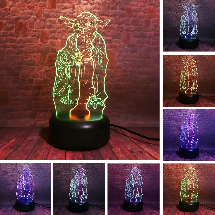 Звездные войны 3D Bulbing лампа Led Master Yoda Leader Vision атмосфера ночной Светильник для детей спальня домашний декор день рождения подарки на Рождество - Испускаемый цвет: Style 4
