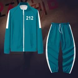 Costume pour hommes et femmes, veste de jeu de calmar, vêtements de sport pour femmes, veste cardigan à fermeture éclair, nouvelle collection automne 218 