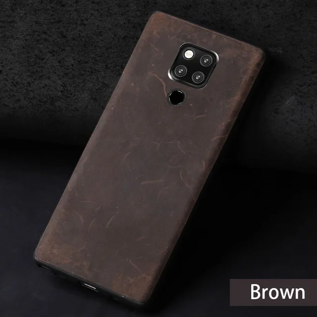 Brown Чехол для телефона из воловьей кожи для huawei mate 9 10 20 Pro P10 P20 P30 Lite Crazy Horse, задняя крышка для Honor 8X9 10, чехол с текстурой - Цвет: Brown