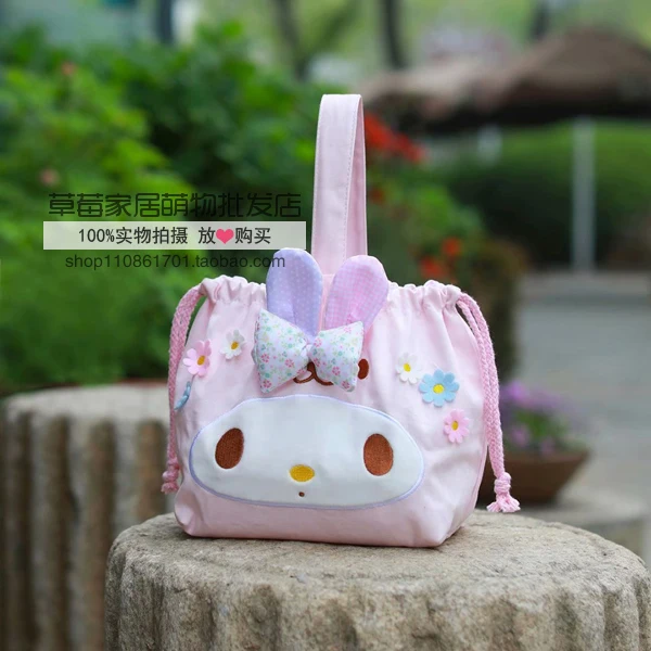Мультфильм милый Sanrio, Hello Kitty с рисунками из мультфильма «My Melody Cinnamoroll Марка pom-Pom Purin холщовый мешок на завязках косметички для макияжа сумки для девочек