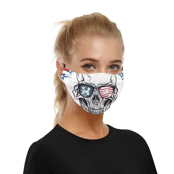 

3PCS Reusable Adult Mask Women Men Unisex Face Mask Washable Cotton Mouth Mask Skull Print Adjustable Earloop Masque Cubrebocas