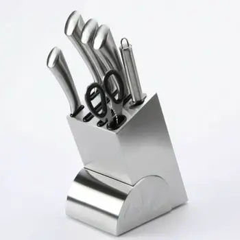 

Knife Block Stainless Steel Set Kitchen Knives Organizer Holder Storage Rack New