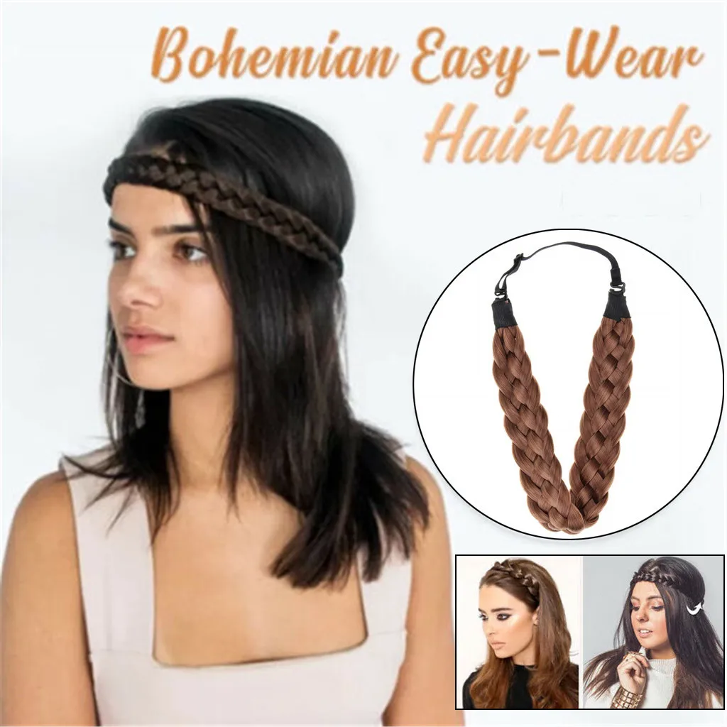 

3CM Synthetic Wig Twist Hair Bands Fashion Braids Hair Accessories Women Bohemian Plait Elastic Headband Stretch Bandana