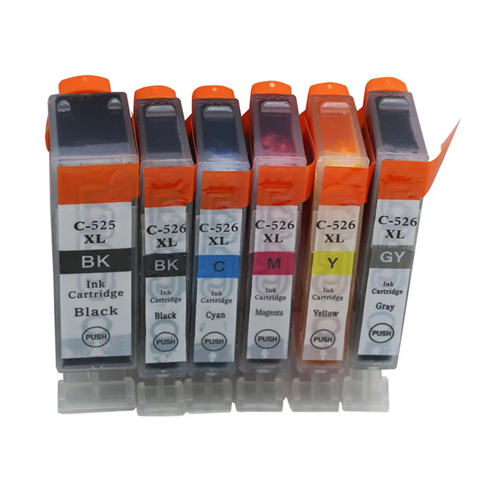 1BK 1PBK 1CYM 1GY Картридж с чернилами PGI-525 CLI-526 совместим с Canon PIXMA MG5150 MG5250 MG5350 MG6150 MG6250 IP4850 IP4950 MX715 чернила для принтера - Цвет: 1BK 1PBK 1CYM 1GY