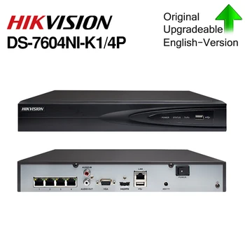 

Hikvision Original DS-7604NI-K1/4P 4CH POE Embedded US Plug Play 4K PoE NVR for IP Camera CCTV System
