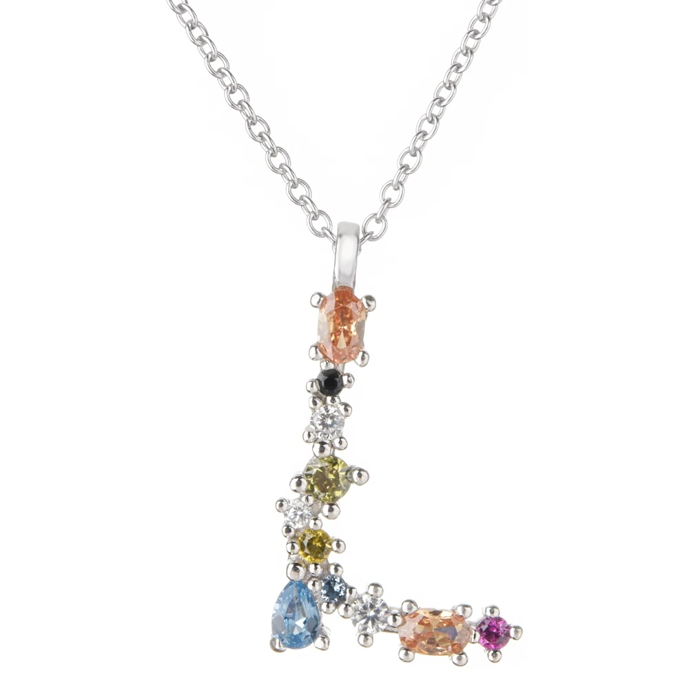 Silver L Altruist 925 пробы серебро I Am Initial P G Подвеска мини тонкое Ожерелье Длинная цепочка Регулируемая позолота кристалл S K ювелирные изделия - Окраска металла: Silver L
