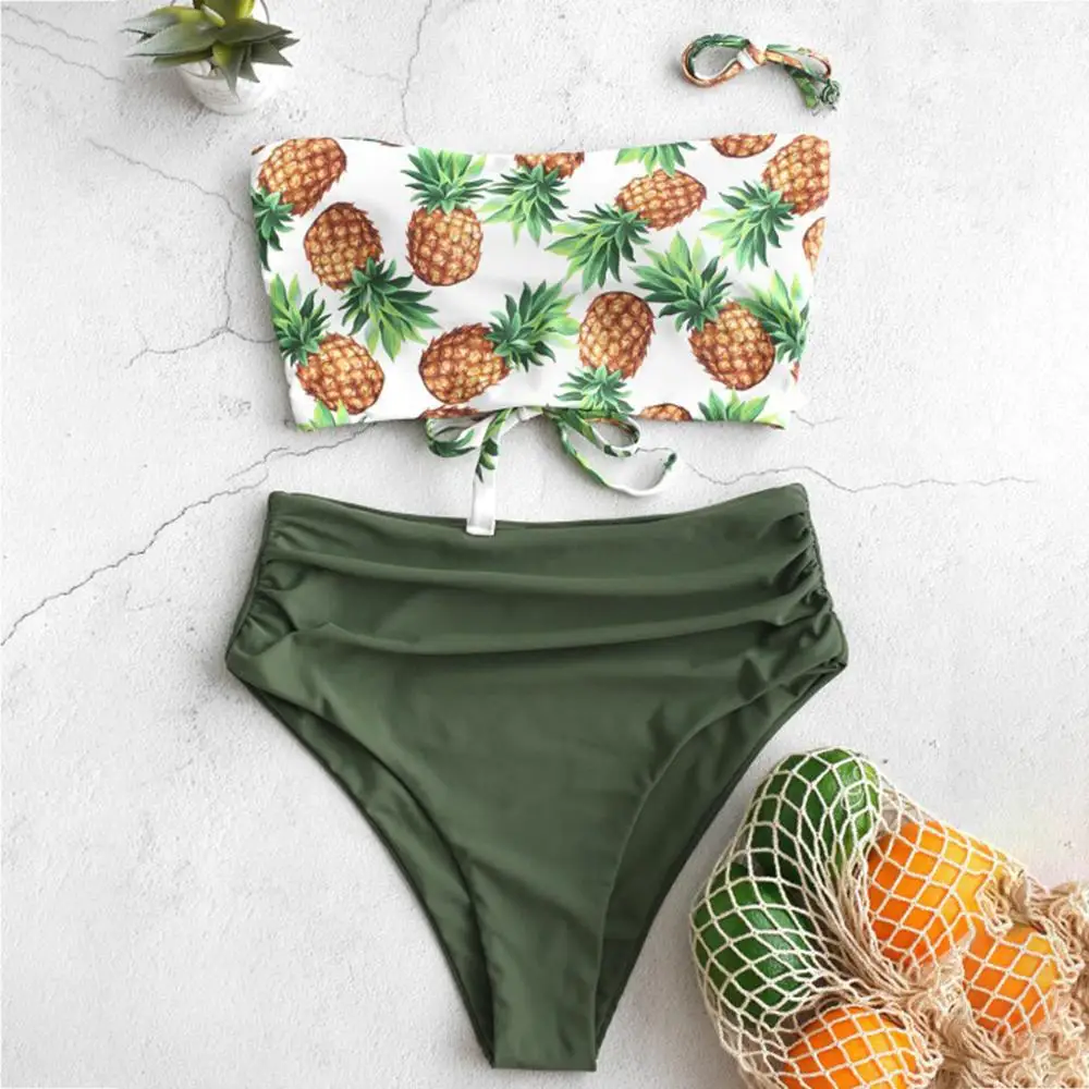 

Women Tow-Piece Swimsuit print Bikini Set swimming suit female 2020 Separate Beach Swimwear for summer new fashion