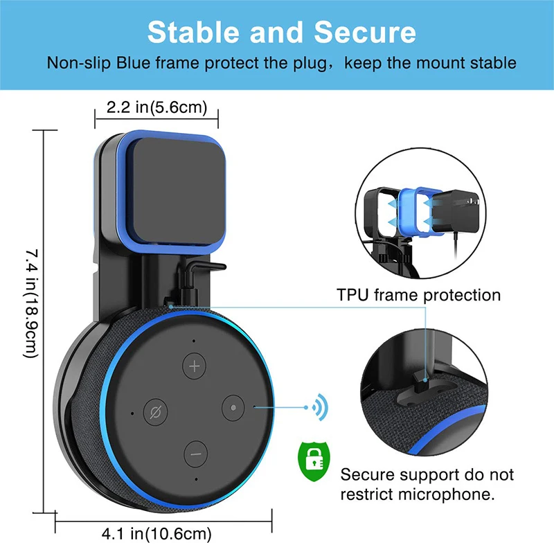 SPORTLINK – support mural de 3e génération pour Alexa Echo Dot, cintre de  sortie avec cordon, accessoires