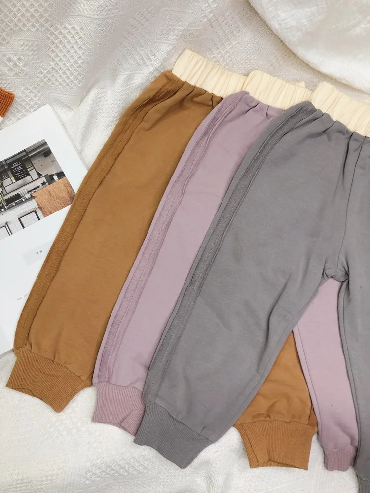 Детские спортивные штаны из Южной Кореи коллекция года, осенняя одежда новые стильные повседневные штаны контрастного цвета для мальчиков и девочек детские штаны до щиколотки, B