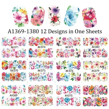 

1Set Flower Series Nail Art Sticker 2018 Summer Watermark Design Full Cover Transfer Decal For Nails Tattoo Tool TRAA1369-1392