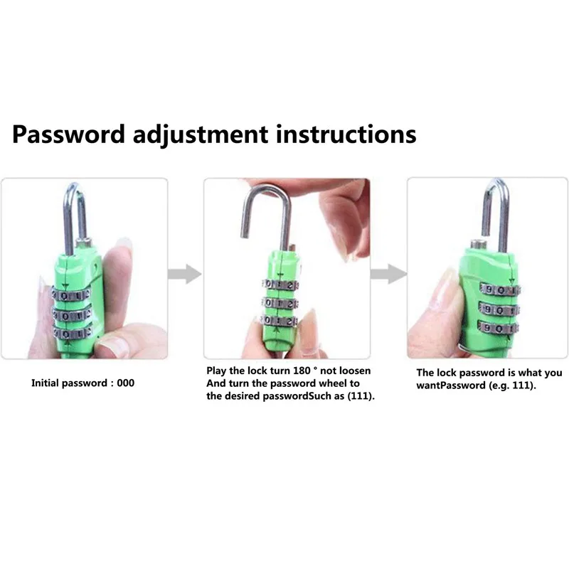 Anti-theft 3 Combination Travel Suitcase Luggage Padlock Digit Push Password Lock Zinc Alloy Security Lock Suitcase Luggage Code