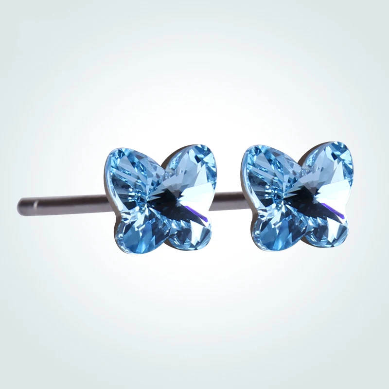 Женские серьги Warme Farben с кристаллами Swarovski, 925 пробы, серебряные серьги-гвоздики с кристаллами бабочки, простые серьги для девочек