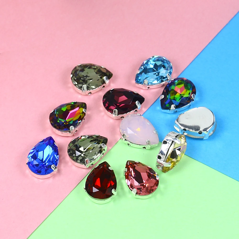 Смешанные цвета в форме капли 30 шт стеклянные стразы со стразами с когтями
