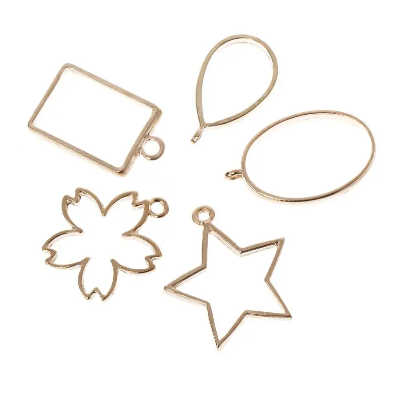 

5 Pcs/Set Metal Frame DIY jewelry Making Epoxy Resin Crafts Handmade Gifts Decoration Floral Geometric Shape
