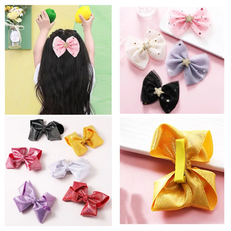 10 шт./лот, новинка, Детская мода, изысканная пряжа, бант, заколки для волос, Милые Блестки, пентаграмма, утконоса, заколка для девочек, принцесса, аксессуары для волос - Цвет: mixed all designs