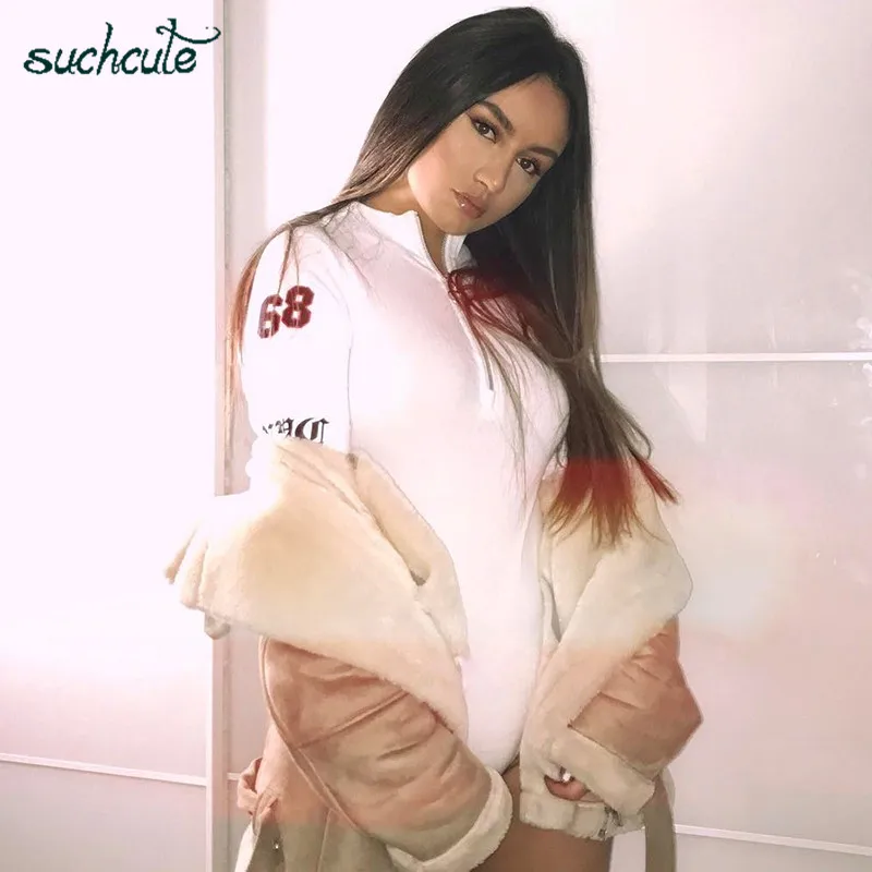 SUCHCUTE трикотажные Комбинезоны Боди для женщин Longslive комбинезоны корейский стиль боди бодикон Feminino Para Mulheres осень