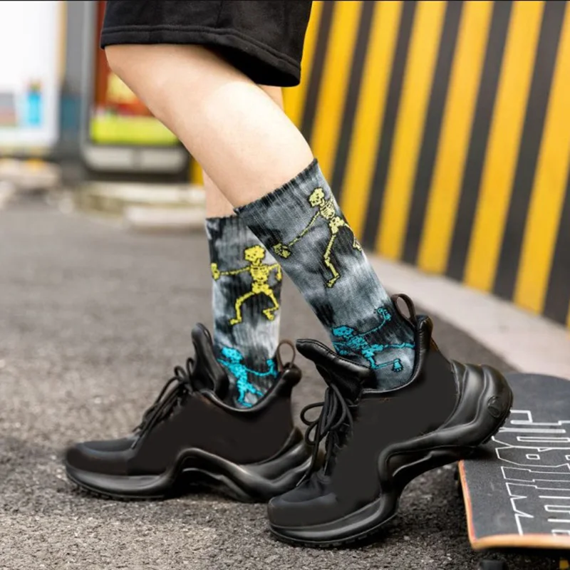 Трендовые носки высокого качества для катания на скейтборде, уличные трендовые хлопковые мужские носки размера плюс, баскетбольные мужские носки в стиле хип-хоп