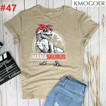 Mamasaurus T Rex Dinosaur Print T shirts Women Summer Graphic Tee Aesthetic Shirts For Women