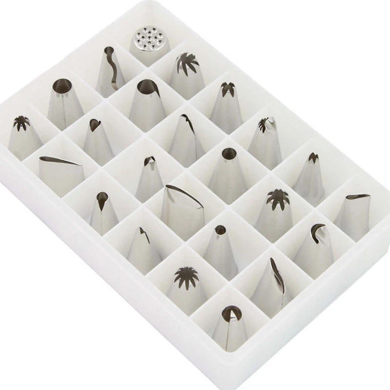 

24PCS Stainless Lcing Piping Nozzles Cake Pastry Tip Pastry Sugarcraft Fondant Decorating Set With Storage Box Cake Decor Tools