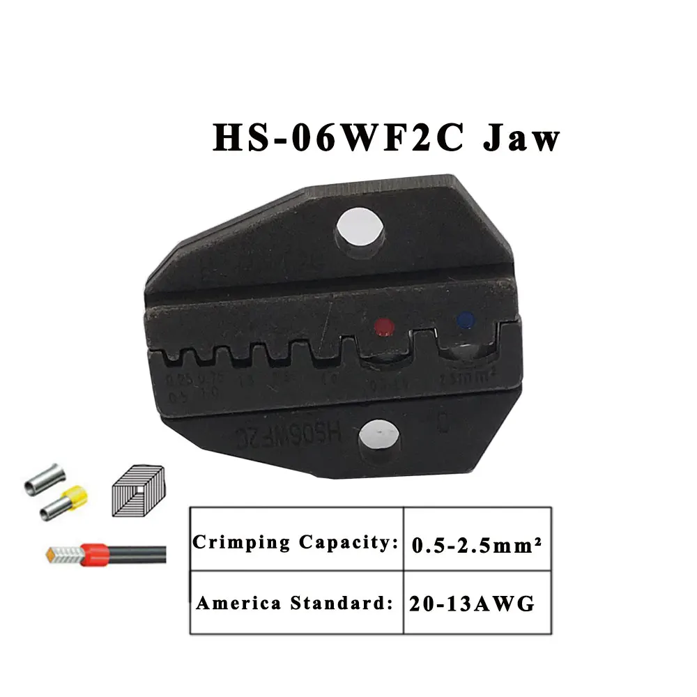 HS-06WF2C Crimping pliers jaw for 230mm pliers plug spring and crimping cap terminals HS-02H HS-05H HS-03BC HS-10WF high hardness jaw tool - Color: HS-06WF2C