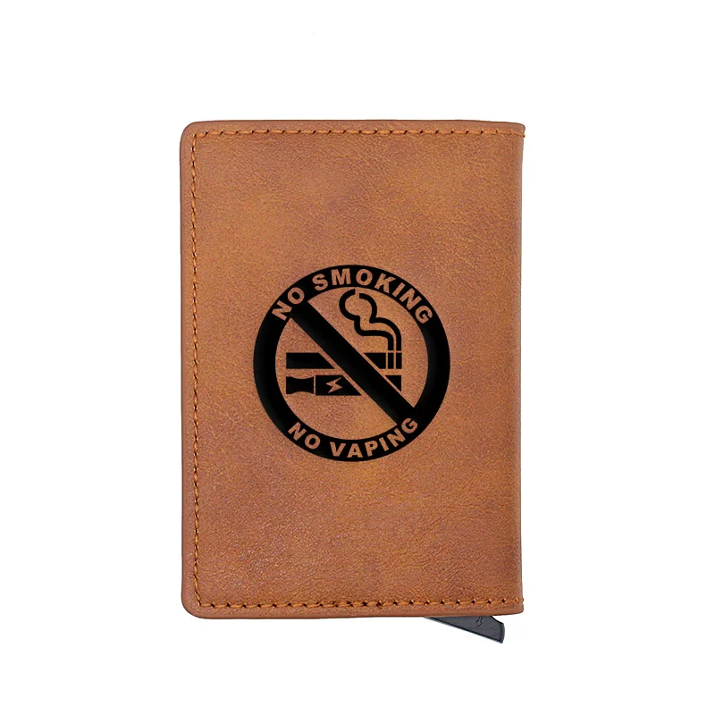 

Unique No Smoking No Vaping Credit Card Holder Wallet Men Women PU Leather Slim Small Short Purse
