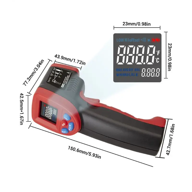 Digital Laser Infrared Thermometer Non-contact Temperature Gun-50~550Celsius