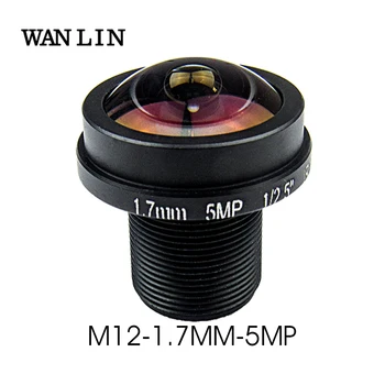 HD CCTV IP 카메라용 어안 렌즈, M12 마운트, 1/2 인치 F2.0, 180 도 광각 파노라마 CCTV 렌즈, 1.7mm, 5 메가픽셀