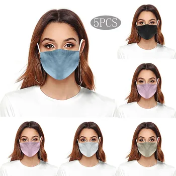 

Pack of 5 Solid Cotton Linen Face Mask Washable Reusable Mouth Cover Windproof Face Mask Outdoor Mouth Mask Ear Hook Mouth Caps