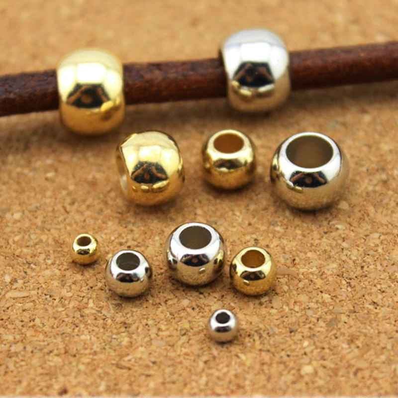 100 шт Диаметр 4 6 8 10 12 мм бусины с большим отверстием розовое золото с родиевым покрытием Бусины-разделители для изготовления ювелирных изделий Diy CCB(не металл) аксессуары