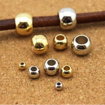 

100pcs Dia 4 6 8 10 12mm Big Hole Beads Rose Gold Rhodium Color Spacer Beads For Diy Jewelry Making CCB (not metal ) Accessories