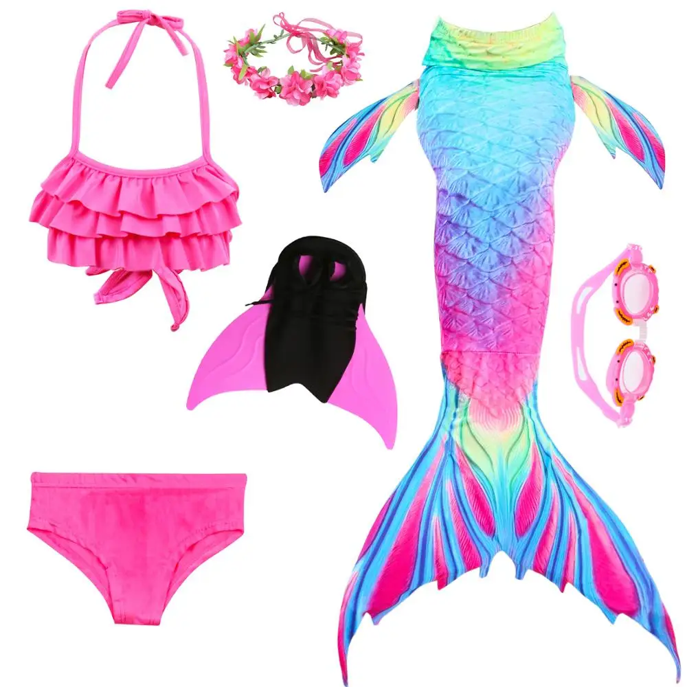 

2019 Hot 20 Styles Mermaid Tail for Girls Swimming Bating Suit Mermaid Costume Swimsuit can add Fin Goggle with Garland